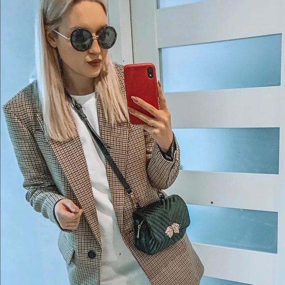 Last One🎈 NWT Zara Camel Plaid Oversized Blazer - Picture 5 of 8